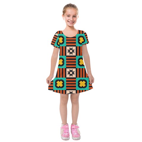 Shapes in shapes                                                                   Kids  Short Sleeve Velvet Dress from ArtsNow.com