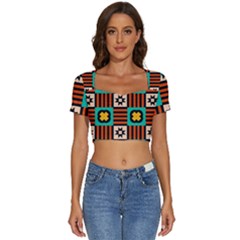 Short Sleeve Square Neckline Crop Top  