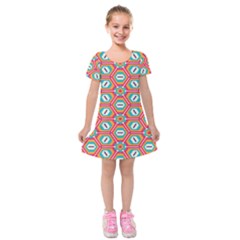 Hexagons and stars pattern                                                                    Kids  Short Sleeve Velvet Dress from ArtsNow.com