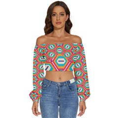 Long Sleeve Crinkled Weave Crop Top 