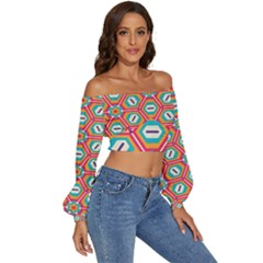 Long Sleeve Crinkled Weave Crop Top 