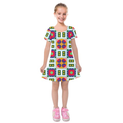 Shapes in shapes 2                                                                     Kids  Short Sleeve Velvet Dress from ArtsNow.com