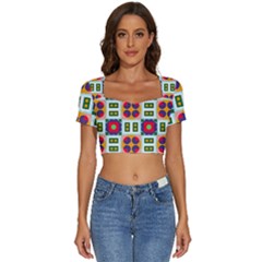 Short Sleeve Square Neckline Crop Top  