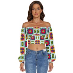 Long Sleeve Crinkled Weave Crop Top 