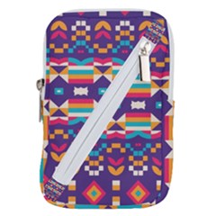 Pastel shapes rows on a purple background                                                                Belt Pouch Bag (Large) from ArtsNow.com