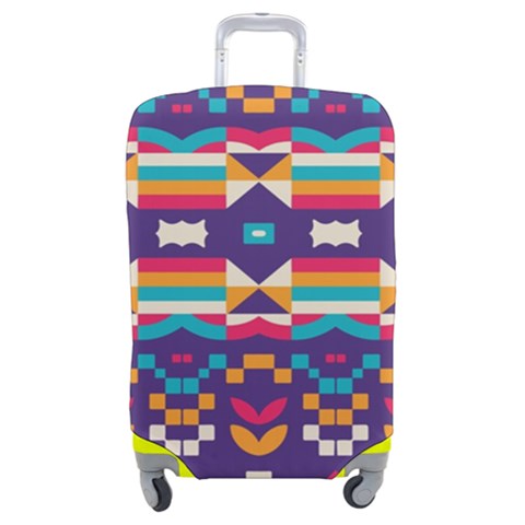 Pastel shapes rows on a purple background                                                               Luggage Cover (Medium) from ArtsNow.com