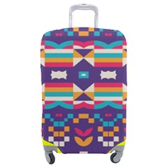 Pastel shapes rows on a purple background                                                               Luggage Cover (Medium) from ArtsNow.com