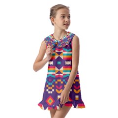 Kids  Pilgrim Collar Ruffle Hem Dress 