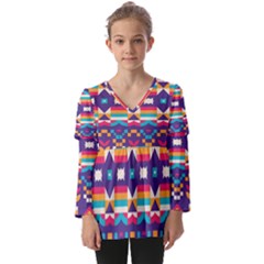 Kids  V Neck Casual Top 