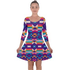 Quarter Sleeve Skater Dress 