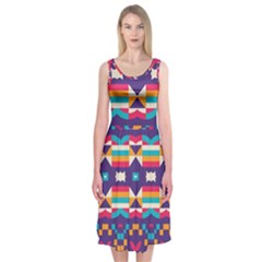 Pastel shapes rows on a purple background                                                                  Midi Sleeveless Dress from ArtsNow.com