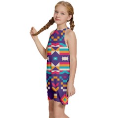 Kids  Halter Collar Waist Tie Chiffon Dress 