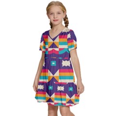 Kids  Short Sleeve Tiered Mini Dress 