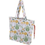 Flowers on a white background pattern                                                                  Drawstring Tote Bag