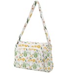 Flowers on a white background pattern                                                                  Front Pocket Crossbody Bag