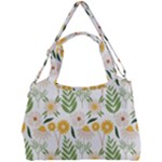 Flowers on a white background pattern                                                                 Double Compartment Shoulder Bag