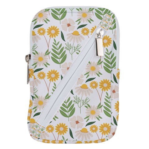 Flowers on a white background pattern                                                                 Belt Pouch Bag (Large) from ArtsNow.com