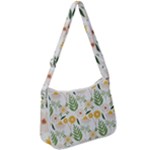 Flowers on a white background pattern                                                                Zip Up Shoulder Bag