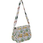 Flowers on a white background pattern                                                               Saddle Handbag