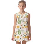 Flowers on a white background pattern                                                           Kids  Pilgrim Collar Ruffle Hem Dress