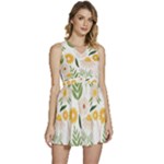 Flowers on a white background pattern                                                             Sleeveless High Waist Mini Dress