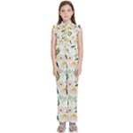 Flowers on a white background pattern                                                             Kids  Sleeveless Ruffle Edge Band Collar Chiffon One Piece