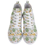 Flowers on a white background pattern                                                                   Men s Lightweight High Top Sneakers