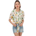 Flowers on a white background pattern                                                                    Tie Front Shirt