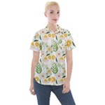 Flowers on a white background pattern                                                                  Women s Short Sleeve Pocket Shirt