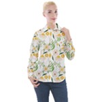 Flowers on a white background pattern                                                                   Women s Long Sleeve Pocket Shirt