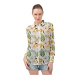 Flowers on a white background pattern                                                                  Long Sleeve Chiffon Shirt