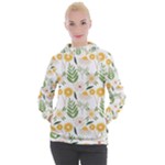 Flowers on a white background pattern                                                                  Women s Hooded Pullover