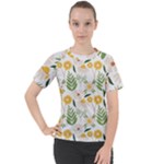 Flowers on a white background pattern                                                                  Women s Sport Raglan Tee