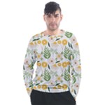 Flowers on a white background pattern                                                                  Men s Long Sleeve Raglan Tee