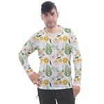 Flowers on a white background pattern                                                                 Men s Pique Long Sleeve Tee