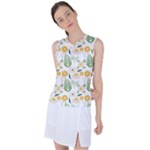 Flowers on a white background pattern                                                                   Women s Sleeveless Mesh Sports Top