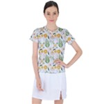 Flowers on a white background pattern                                                                  Women s Mesh Sports Top