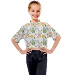 Flowers on a white background pattern                                                                  Kids Mock Neck Tee