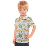 Flowers on a white background pattern                                                                  Kids  Polo Tee