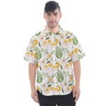 Flowers on a white background pattern                                                                  Men s Short Sleeve Shirt