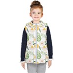 Flowers on a white background pattern                                                                   Kid s Hooded Puffer Vest