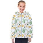 Flowers on a white background pattern                                                                   Kids  Hooded Puffer Jacket