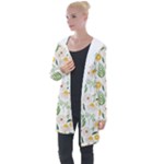 Flowers on a white background pattern                                                                   Longline Hooded Cardigan