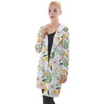 Flowers on a white background pattern                                                                   Hooded Pocket Cardigan