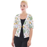 Flowers on a white background pattern                                                                 Cropped Button Cardigan