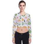 Flowers on a white background pattern                                                                   Zip Up Bomber Jacket