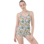 Flowers on a white background pattern                                                                   Boyleg Tankini Set