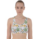 Flowers on a white background pattern                                                                       Back Weave Sports Bra