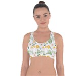 Flowers on a white background pattern                                                                       Cross String Back Sports Bra