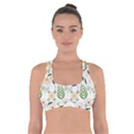 Flowers on a white background pattern                                                                         Cross Back Sports Bra